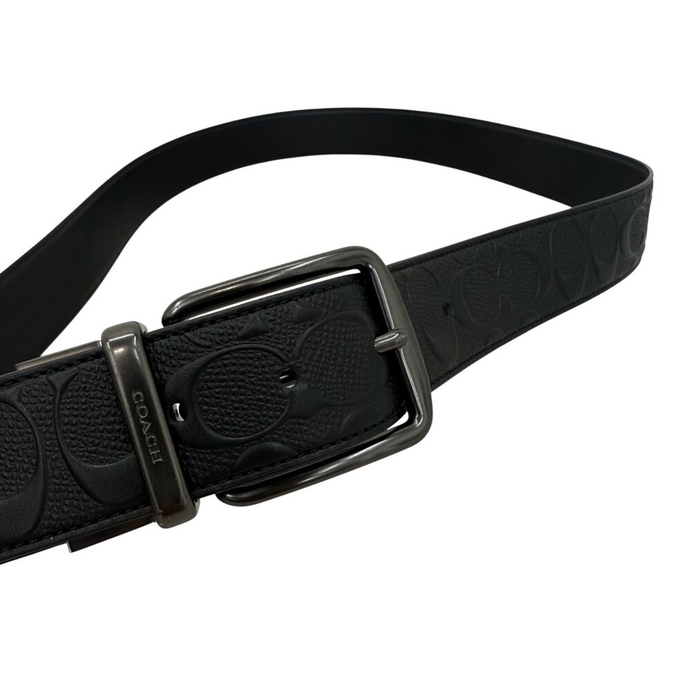 Coach Wide Harness Signature Black Leather Logo Belt F55157 Mens size 42" - Picture 2 of 5